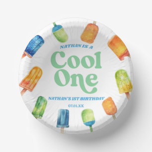 Cool One Blue Retro Popsicle 1st Birthday Party Paper Plate
