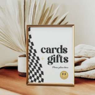 Cool One Boy's Chequered Retro Cards and Gifts Poster