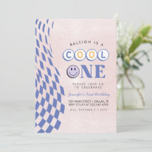 Cool One Girl's First Birthday Chequered Retro