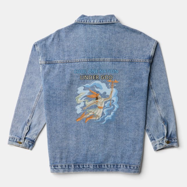 Cool One Nation Under God Denim Jacket (Back)