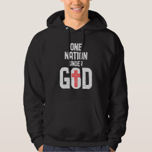 Cool One Nation Under God Religion Red Cross Activ Hoodie