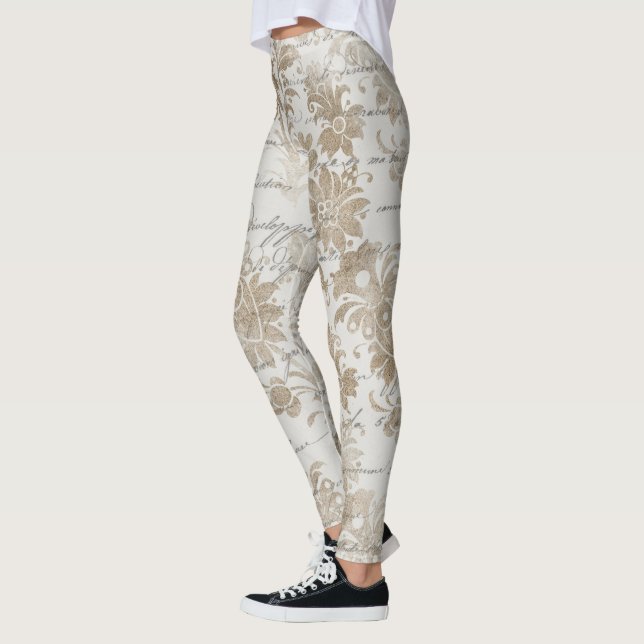 cool one of a kind ephemera floral pattern womens leggings (Left)