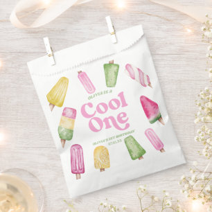 Cool One Pink Retro Popsicle 1st Birthday Party Favour Bags