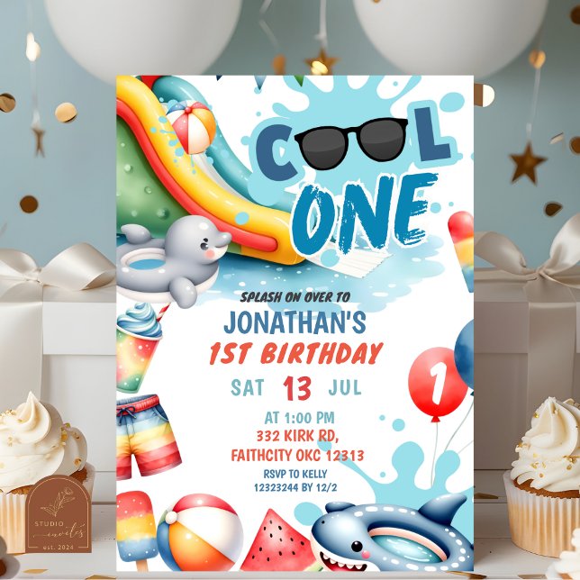 Cool One Pool 1st Birthday Party Invitation (Creator Uploaded)