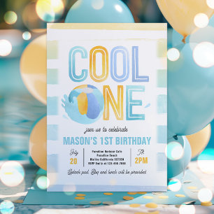 Cool One Pool Party Beach 1st Birthday Party Invitation