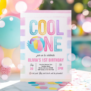 Cool One Pool Party Beach 1st Birthday Party Invitation