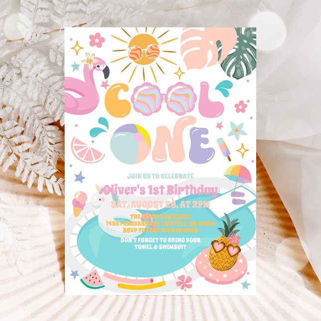 Cool One Pool Party Summer 1st Birthday Invitation (Creator Uploaded)