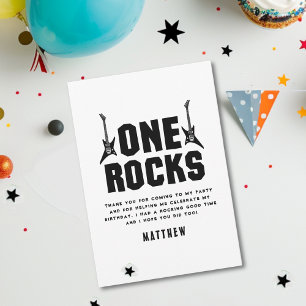 Cool One Rocks Black and White Birthday Thank You Card