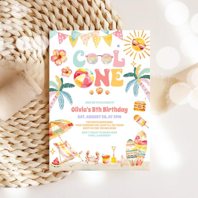 Cool One Summer Party 1st Birthday Invitation (Creator Uploaded)