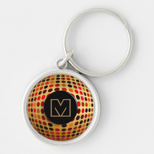 Cool Optical Dotty Illusion Monogram Key Ring (Front)