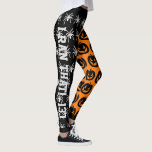 Cool Orange and Black Spiders and Pumpkins Leggings