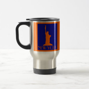 Cool Orange and Blue NYC Statue of Liberty Travel Mug