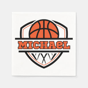 Cool Orange Black Basketball Sports Napkin