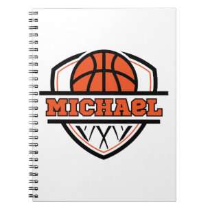 Cool Orange Black Basketball Sports Notebook