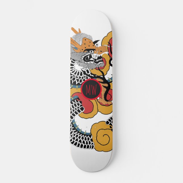 Cool Orange Black Dragon Skateboard (Front)