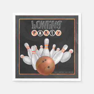 Cool Orange Bowling Party Paper Napkins
