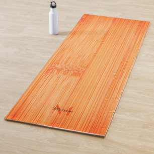 Cool orange burnt bamboo wood print Monogram Yoga Mat