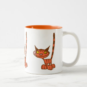 Cool Orange Cartoon Cat Two-Tone Coffee Mug