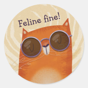 Cool Orange Cat Classic Round Sticker