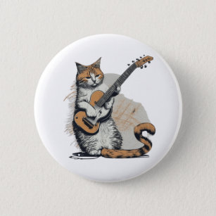 Cool Orange Cat Jamming on the Guitar 6 Cm Round Badge