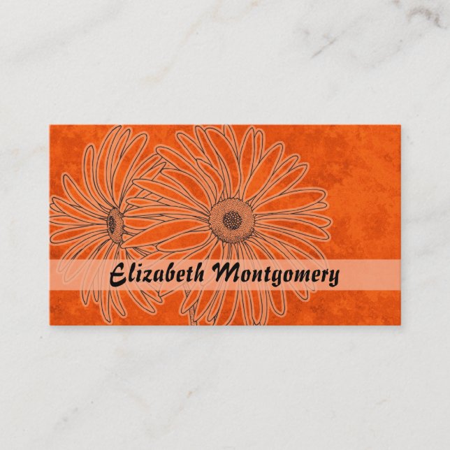 Cool Orange Daisy Spa Appointment Business Card (Front)