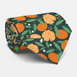 cool orange fruit tiled pattern tie