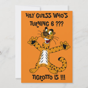 Cool Orange Green Hey Guess....Tigrotto Birthday Invitation