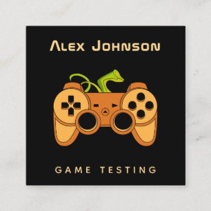 Cool Orange Joystick Joypad Gamer Game Tester Fun Square Business Card