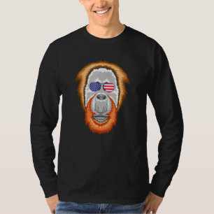 Cool Orangutan Wearing Usa Flag Sunglasses Us Amer T-Shirt