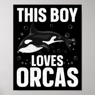 Cool Orca Design For Boys Kids Men Sea Orca Whale Poster