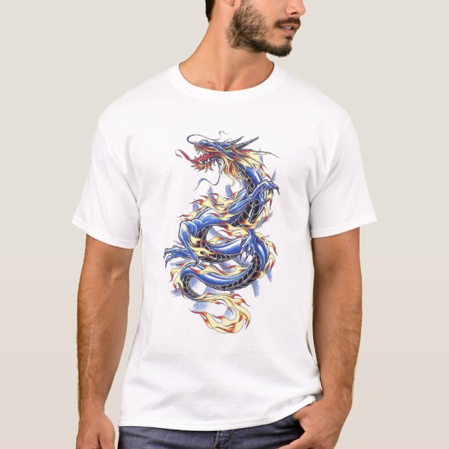 Cool Oriental Blue  Dragon  shirt (Front)