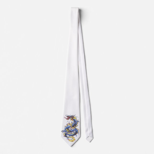 Cool Oriental Blue  Dragon   tie (Front)