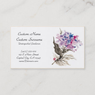 Cool oriental chinese classic watercolor flowers business card
