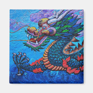 Cool oriental chinese oil colourful dragon paint magnet
