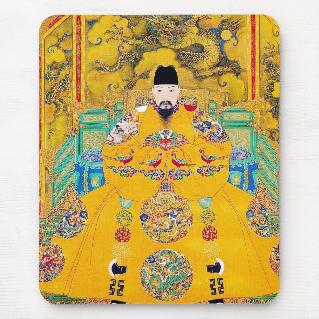 Cool oriental classic chinese woodcut emperor art mouse mat (Front)