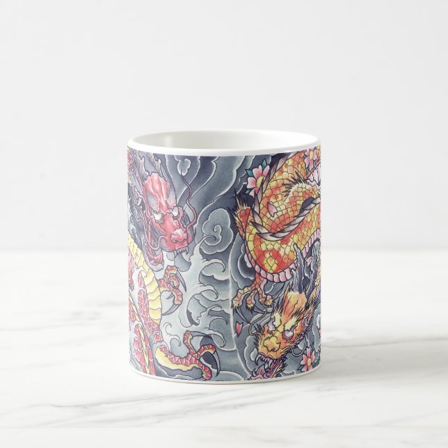 Cool Oriental Dragons tattoo  mug (Center)