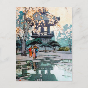 Cool oriental Hiroshi Yoshida Japanese Shrine art Postcard