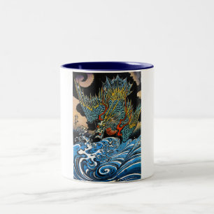 Cool oriental japanese Ancient Legendary Dragon Two-Tone Coffee Mug