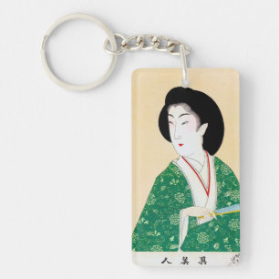 Cool oriental japanese classic geisha lady art key ring