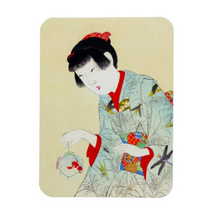 Cool oriental japanese classic geisha lady art magnet
