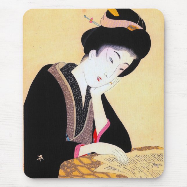 Cool oriental japanese classic geisha lady art mouse mat (Front)
