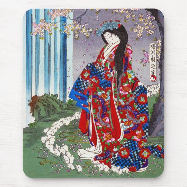 Cool oriental japanese classic geisha lady art mouse mat (Front)