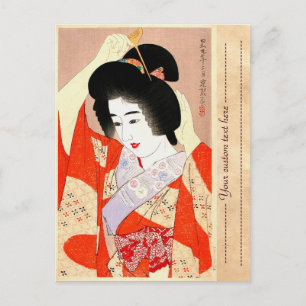 Cool oriental japanese classic geisha lady art postcard