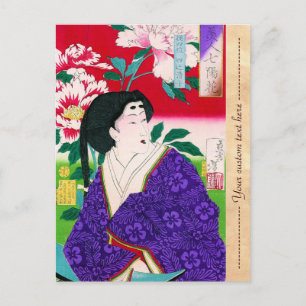 Cool oriental japanese classic geisha lady art postcard