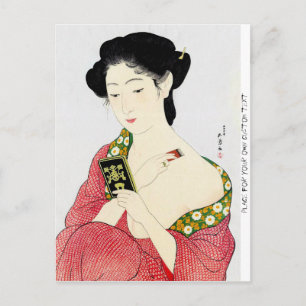 Cool oriental japanese classic geisha lady art postcard