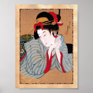 Cool oriental japanese classic geisha lady art poster