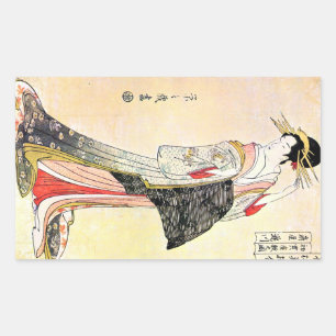 Cool oriental japanese classic geisha lady art rectangular sticker