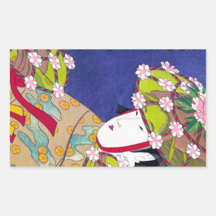 Cool oriental japanese classic geisha lady art rectangular sticker