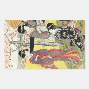 Cool oriental japanese classic geisha lady art rectangular sticker