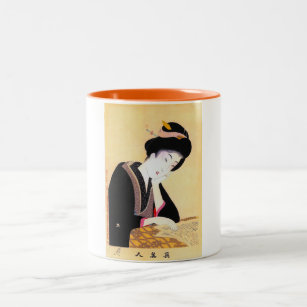 Cool oriental japanese classic geisha lady art Two-Tone coffee mug